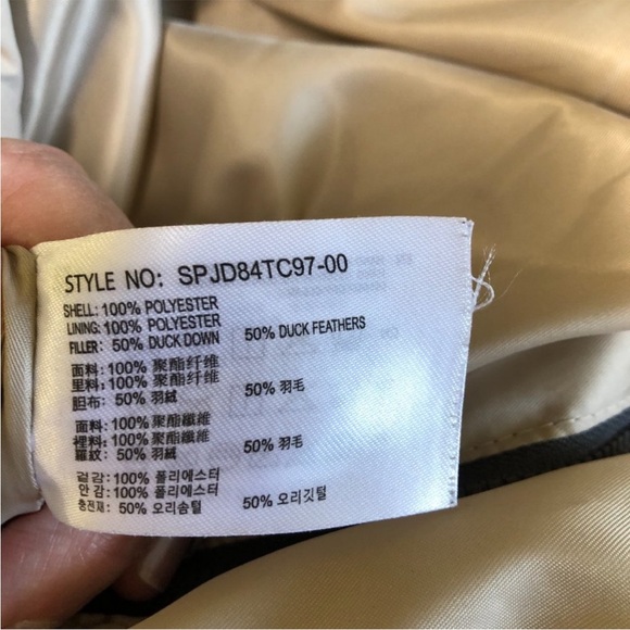 SPAO 1/4 Zip Popover Tan Duck Down Puffy Jacket Size L - Picture 8 of 8